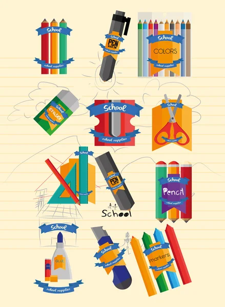Fournitures scolaires — Image vectorielle
