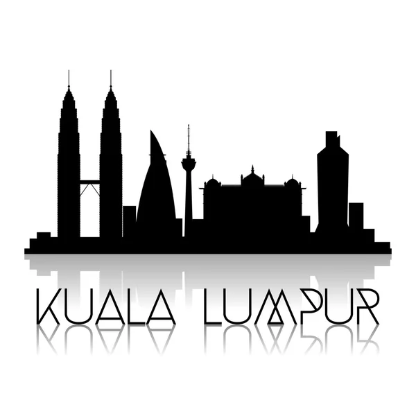 Kuala lumpur dan teks pada latar belakang putih - Stok Vektor