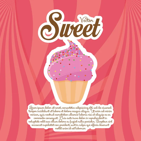 Cupcake illustratie geïsoleerd op een achtergrond met kleur — Stockvector