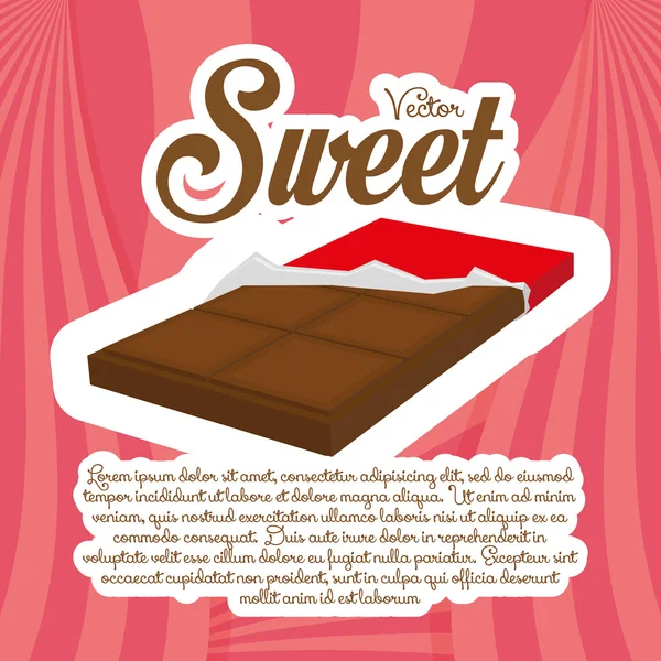 Illustrazione della barra di cioccolato isolata su sfondo colore — Vettoriale Stock