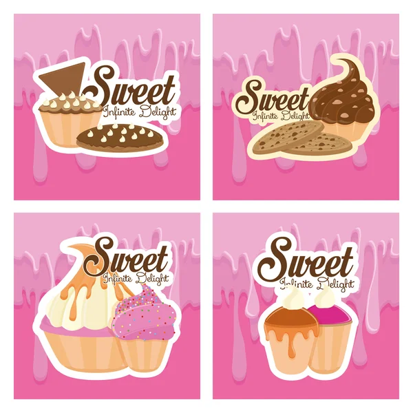 Vector Dessert Backgrounds With Space For Text — Stock Vector