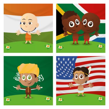 çocuk ve bayrakları