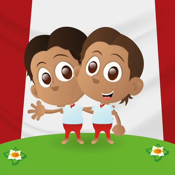 Niños y banderas — Vector de stock