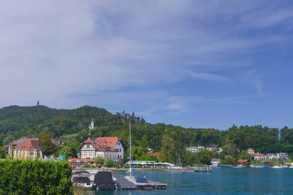 Klagenfurt Austria August 2020 Boating Sailing Clear Waters Alpine Lake — Stock Photo, Image