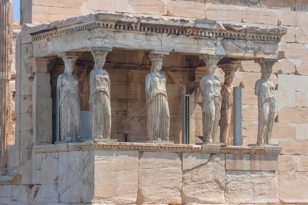 Akropolis Tepesi Ndeki Antik Echtheion Tapınağı Nın Mimari Ayrıntıları Güneşli — Stok fotoğraf