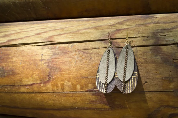 Earrings handmade from natural leather