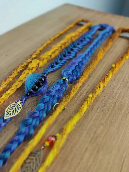 African braids with kanekalon at close range — Stock Photo, Image