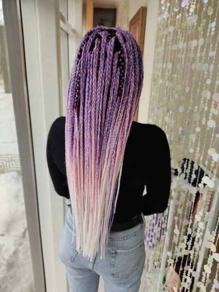 Bohemian hair accessory textured braids close up — Stock Photo, Image
