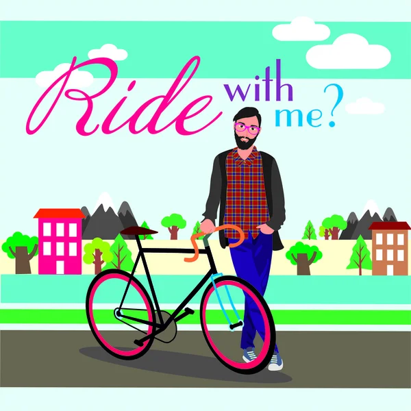Man with bike — Stock Vector