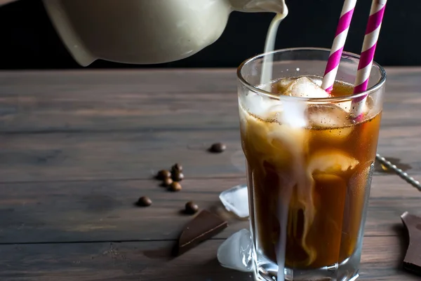 Ice coffee in glass — стоковое фото