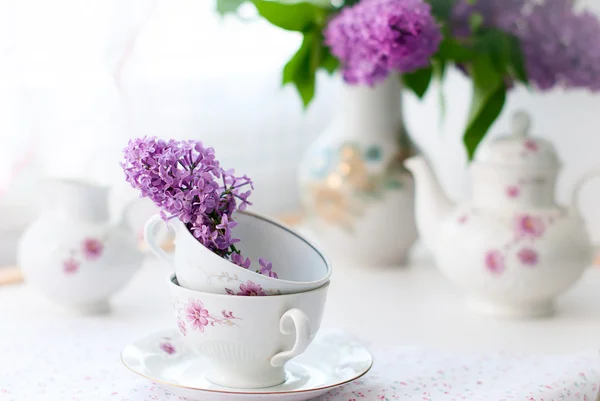 그릇에 라일락 꽃 무리 — 스톡 사진