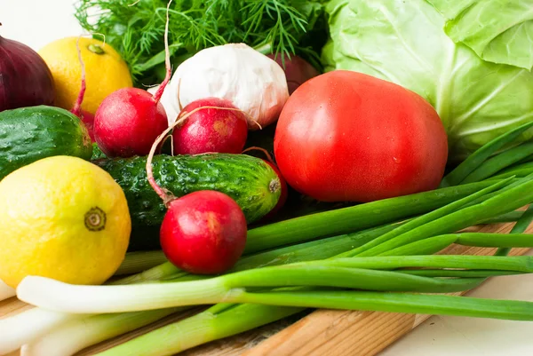 Zitronenscheiben, Knoblauchzehen, Fenchel, Petersilie, Schnittlauch, — Stockfoto