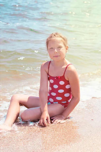 Happy girl at sea beach — Stock Image Happy girl at sea beach Royalty Free Stock Photos