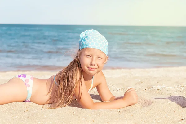 Happy girl at sea beach — Stock Image Happy girl at sea beach Stock Image