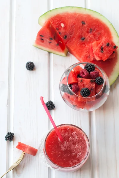 Summer fruit salad of watermelon flesh — Stock Photo, Image