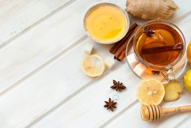 Limonlu ve ballı zencefilli çay