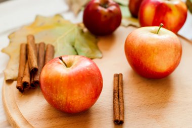 elma sonbahar çeşitleri ve düşen yapraklar ağaçların