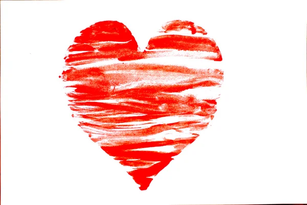 Serce rysowane czerwoną farbą na papier — Zdjęcie stockowe