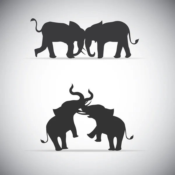 Batalla de elefantes de silueta - Vector EPS10 — Vector de stock