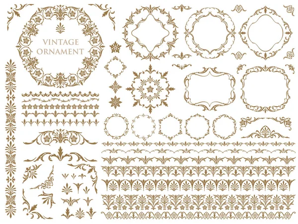 Ornamento Floreale Vintage Cornici Vettoriali Decorative Bordi — Vettoriale Stock