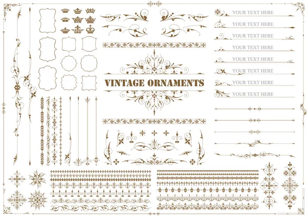 Vintage Floral Ornament Decorative Vector Frames Borders — Stock Vector