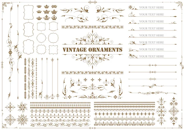 Vintage Floral Ornament Decorative Vector Frames Borders — Stock Vector