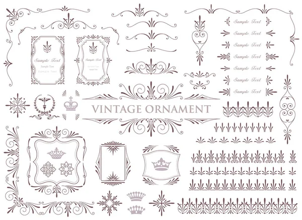 Ornament Floral Epocă Rame Vectoriale Decorative Frontiere — Vector de stoc