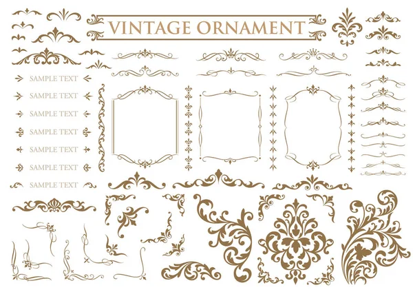 Vintage Floral Ornament Decorative Vector Frames Borders — Stock Vector