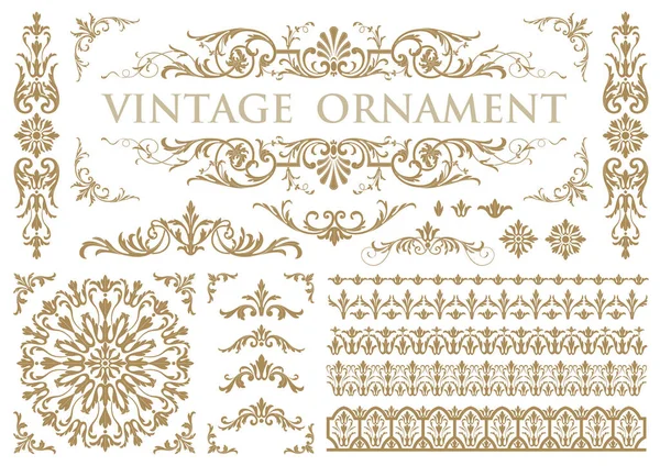 Ornement Floral Vintage Cadres Vectoriels Décoratifs Bordures — Image vectorielle