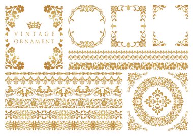 Klasik çiçekli süs. dekoratif vektör çerçeveleri ve sınırları.
