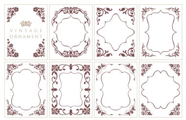 Klasik çiçekli süs. dekoratif vektör çerçeveleri.