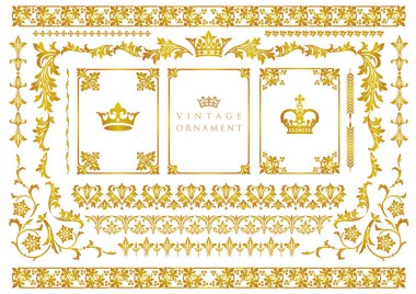Klasik çiçekli süs. dekoratif vektör çerçeveleri ve sınırları.