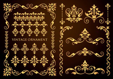 Klasik çiçekli süs. dekoratif vektör çerçeveleri ve sınırları.