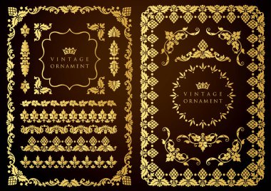 Klasik çiçekli süs. dekoratif vektör çerçeveleri ve sınırları.