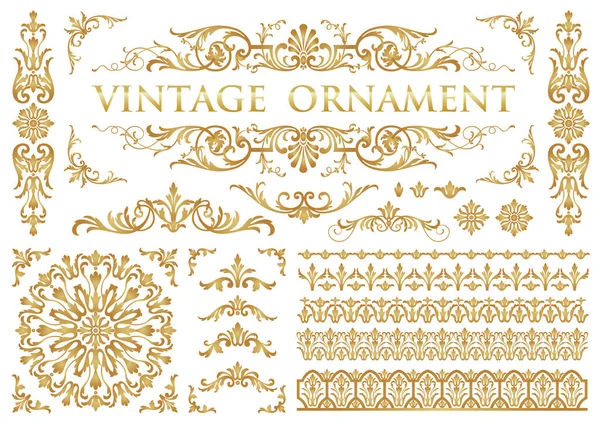 Ornamento Floral Vintage Marcos Vectoriales Decorativos Bordes — Vector de stock