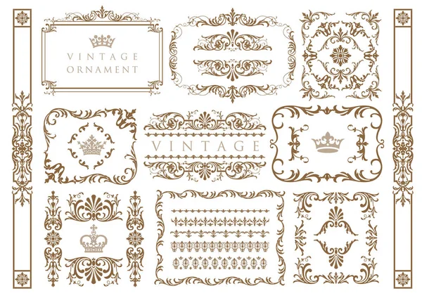 Ornamento Floral Vintage Marcos Vectoriales Decorativos Bordes — Vector de stock