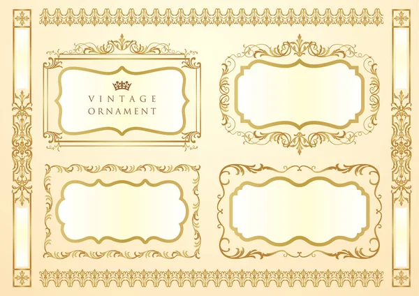 Vintage Floral Ornament Decorative Vector Frames Borders — Stock Vector