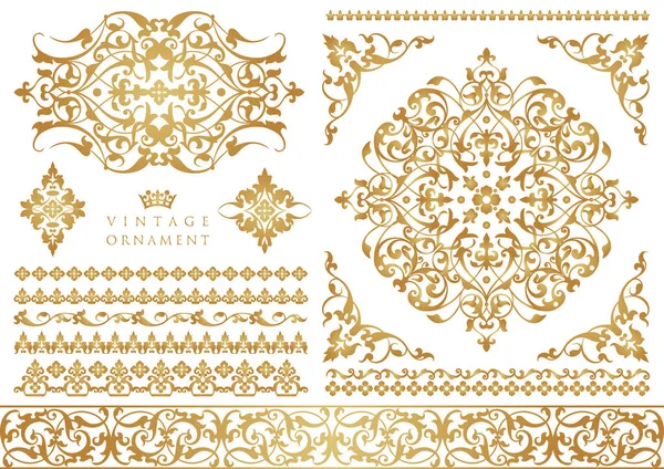 Ornamento Floral Vintage Marcos Vectoriales Decorativos Bordes — Vector de stock