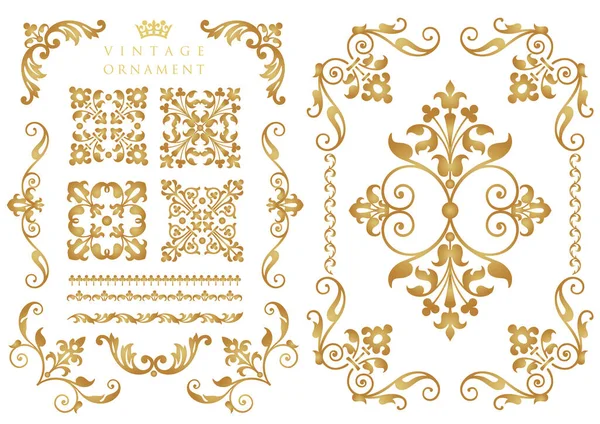 Ornamento Floral Vintage Marcos Vectoriales Decorativos Bordes — Vector de stock