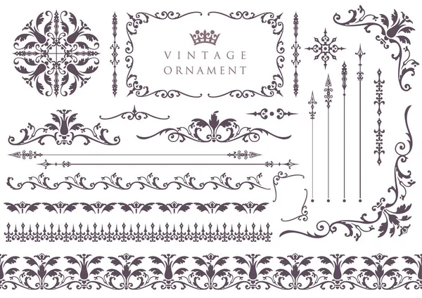 Ornamento Floral Vintage Marcos Vectoriales Decorativos Bordes — Vector de stock