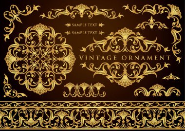 Klasik çiçekli süs. dekoratif vektör çerçeveleri ve sınırları.