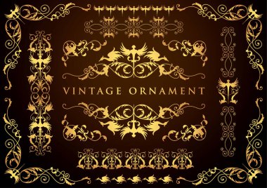 Klasik çiçekli süs. dekoratif vektör çerçeveleri ve sınırları.