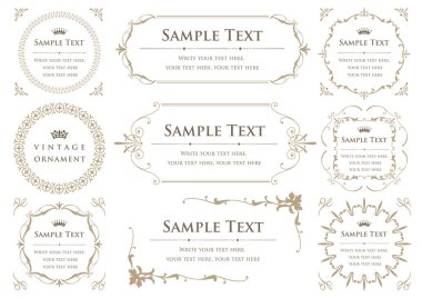 Klasik çiçekli süs. dekoratif vektör çerçeveleri ve sınırları.