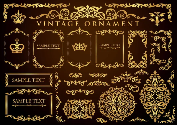 Vintage Floral Ornament Decorative Vector Frames Borders — Stock Vector