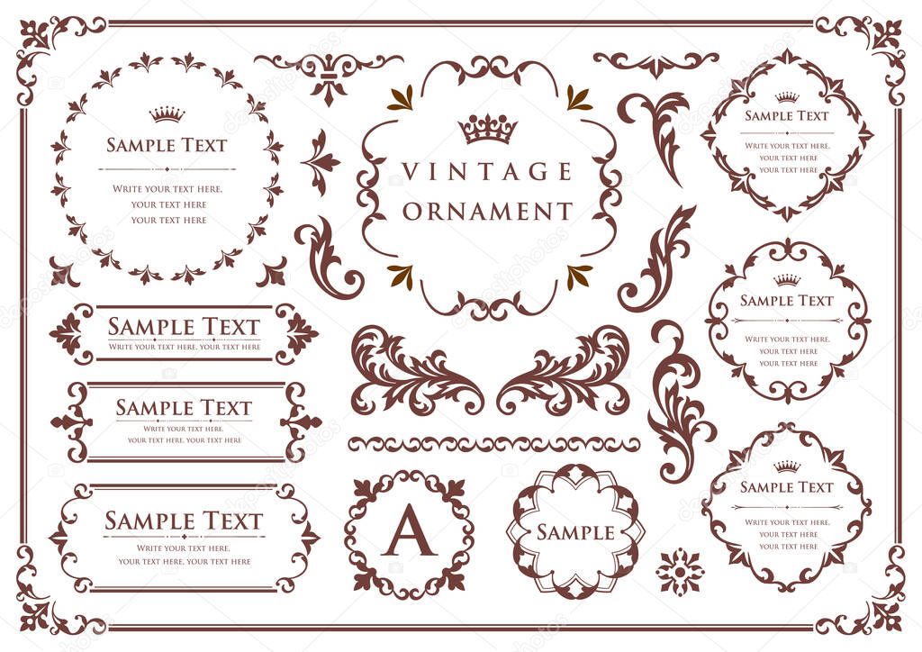 vintage floral ornament. decorative vector frames and borders.