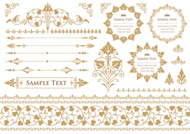 Dekoratif tasarım elementleri. Çiçek çerçeveleri.