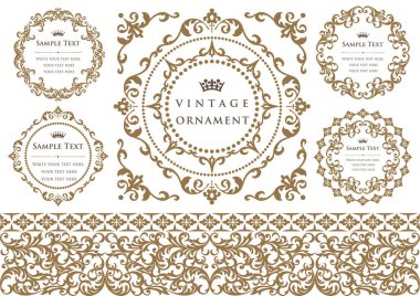 Dekoratif tasarım elementleri. Çiçek çerçeveleri.