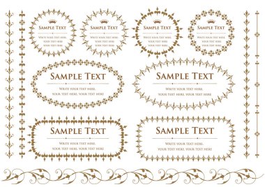 Dekoratif tasarım elementleri. Çiçek çerçeveleri.