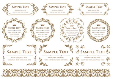 Dekoratif tasarım elementleri. Çiçek çerçeveleri.