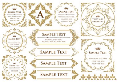 Dekoratif tasarım elementleri. Çiçek çerçeveleri.